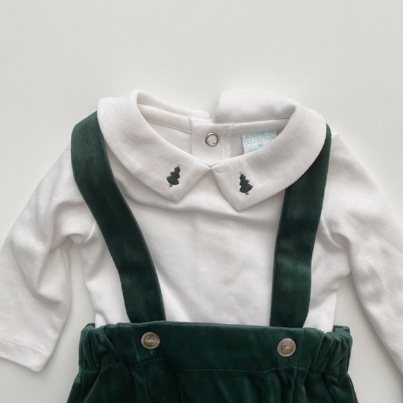 Edgehill Collection Embroidered Christmas Trees Long Sleeve Shirt & Shortall Set - Picture 2 of 3